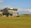 The clubhouse at Kingsbarns Golf Links features a pro shop and restaurant on the ground floor with locker rooms on the top floor. 